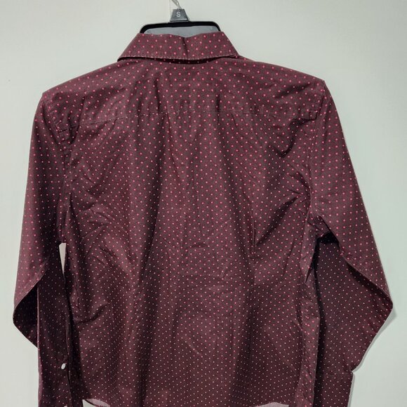 Lands' End Purple Pink Polka Dot Button Down Long Sleeve Oxford Shirt Size 12P - Picture 6 of 6